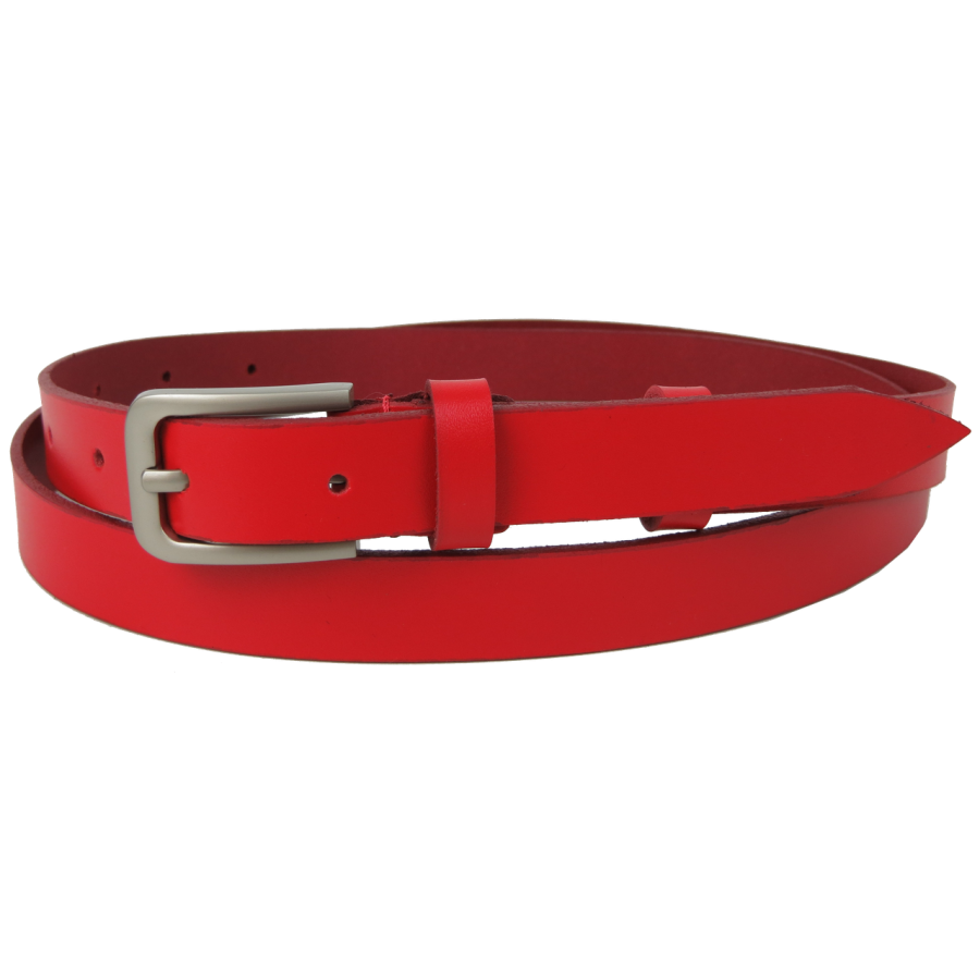 Женский кожаный ремень Skipper 1629-20 Красный 2 см