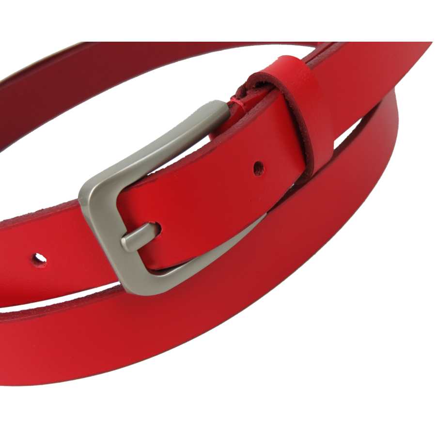 Женский кожаный ремень Skipper 1629-20 Красный 2 см