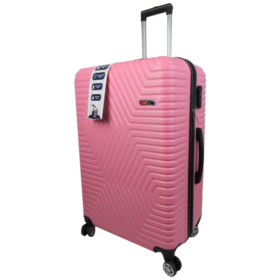 Большой пластиковый чемодан на колесах 115L GD Polo бледно-розовый
