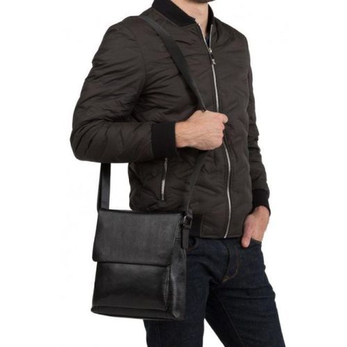 Сумка-мессенджер кожаная Tiding Bag Черная