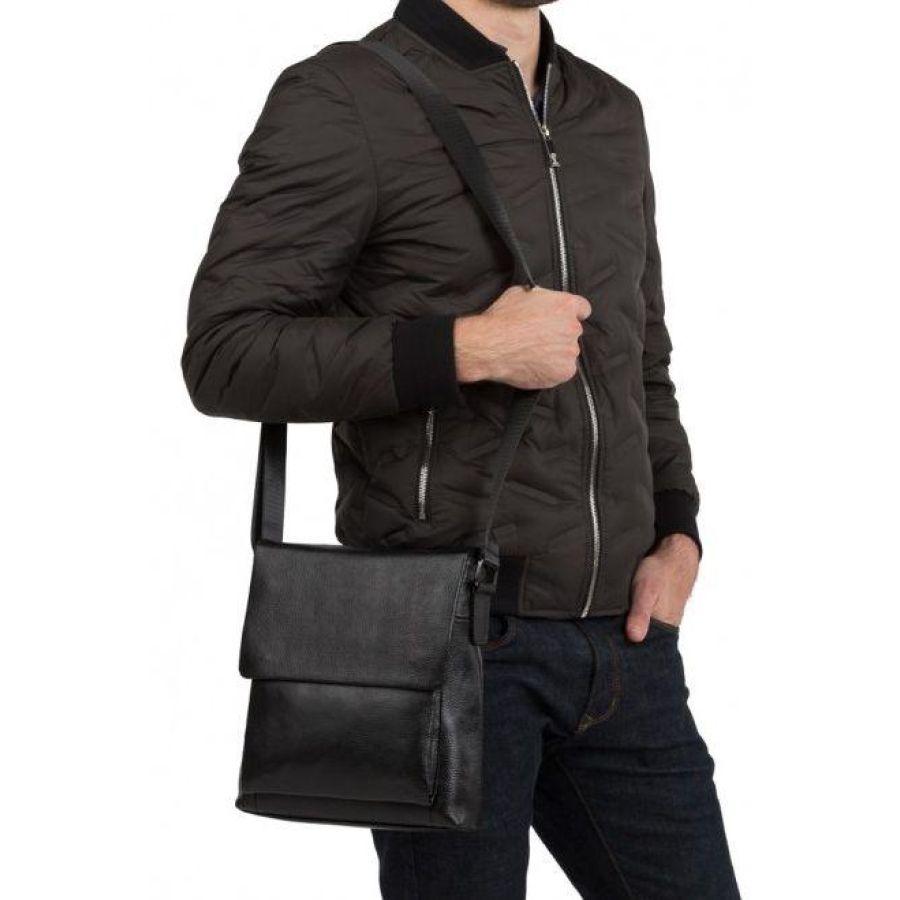 Сумка-мессенджер кожаная Tiding Bag Черная