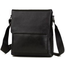 Сумка-мессенджер кожаная Tiding Bag Черная