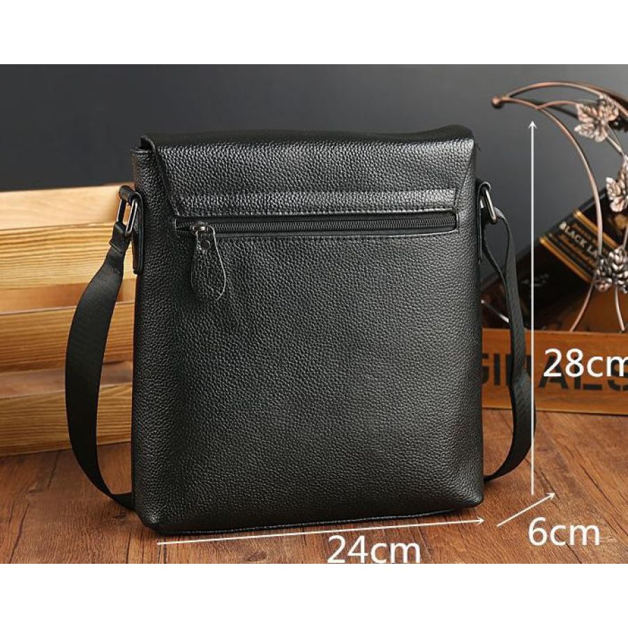 Сумка-мессенджер кожаная Tiding Bag Черная