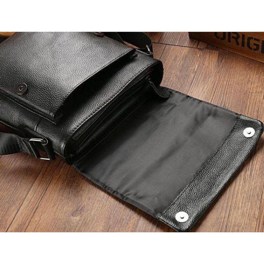 Сумка-мессенджер кожаная Tiding Bag Черная