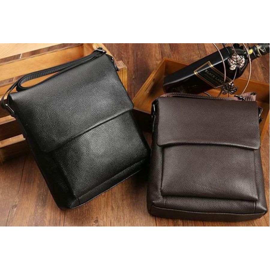 Сумка-мессенджер кожаная Tiding Bag Черная