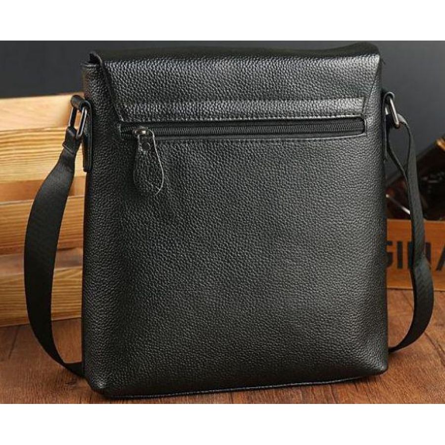 Сумка-мессенджер кожаная Tiding Bag Черная