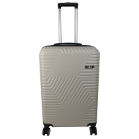 Средний пластиковый чемодан на колесах 70L GD Polo светло-бежевый
