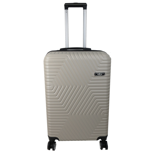Средний пластиковый чемодан на колесах 70L GD Polo светло-бежевый