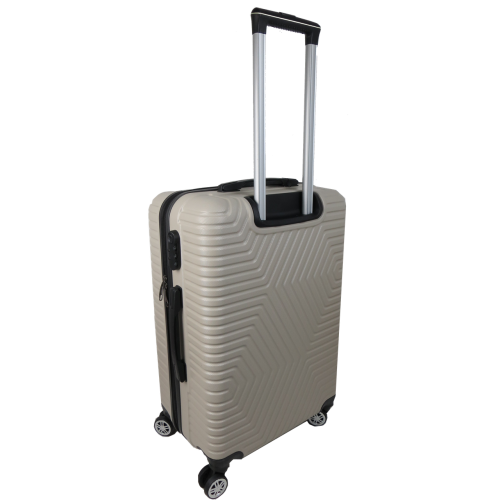 Средний пластиковый чемодан на колесах 70L GD Polo светло-бежевый