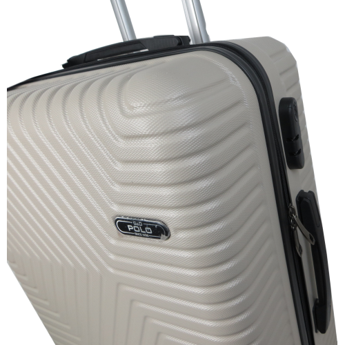 Средний пластиковый чемодан на колесах 70L GD Polo светло-бежевый