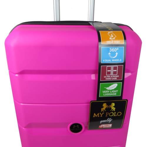 Средний чемодан из полипропилена 60L My Polo, Турция розовый