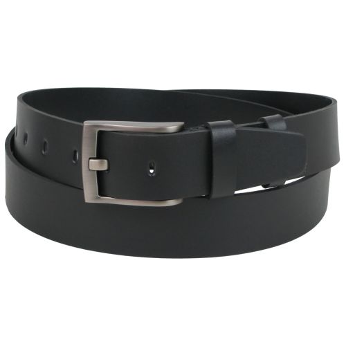 Широкий мужской кожаный ремень под джинсы Skipper Черный