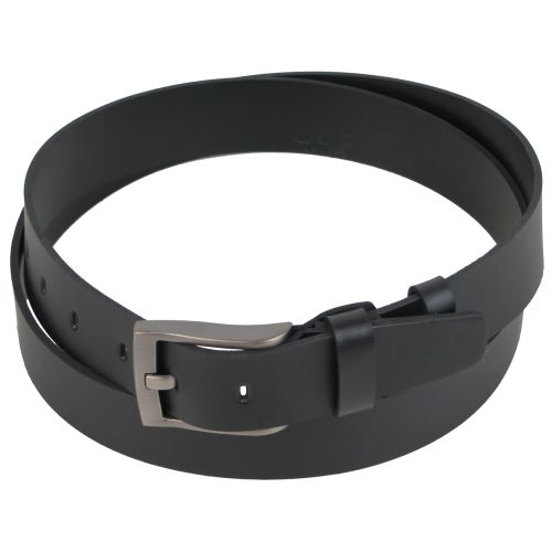 Широкий мужской кожаный ремень под джинсы Skipper Черный