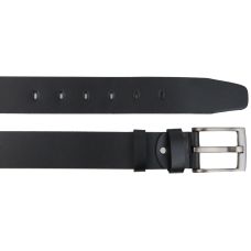 Широкий мужской кожаный ремень под джинсы Skipper Черный