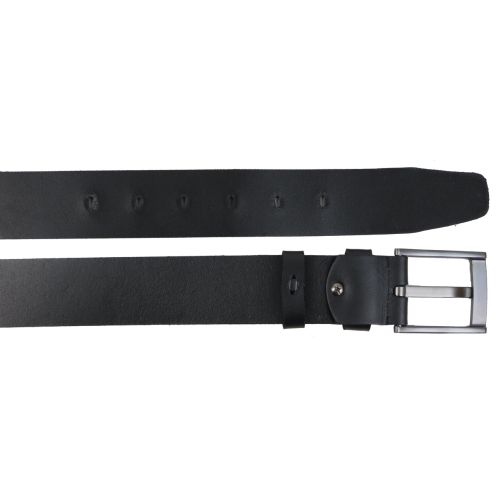 Широкий мужской кожаный ремень под джинсы Skipper Черный