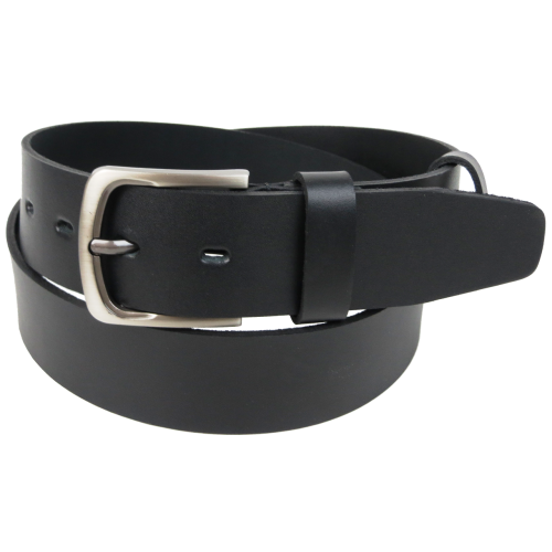 Широкий мужской кожаный ремень под джинсы Skipper Черный (1661-45)