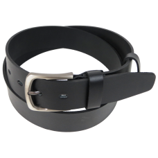 Широкий мужской кожаный ремень под джинсы Skipper Черный (1661-45)