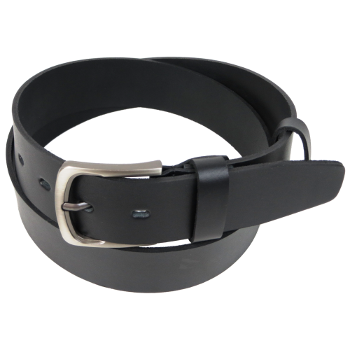 Широкий мужской кожаный ремень под джинсы Skipper Черный (1661-45)