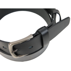 Широкий мужской кожаный ремень под джинсы Skipper Черный (1661-45)