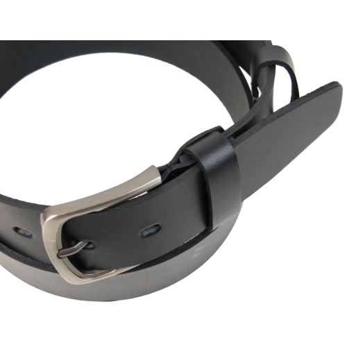 Широкий мужской кожаный ремень под джинсы Skipper Черный (1661-45)