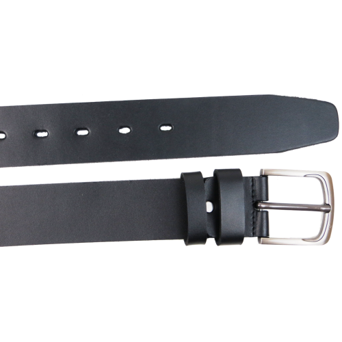 Широкий мужской кожаный ремень под джинсы Skipper Черный (1661-45)