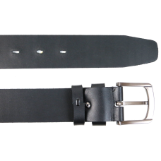Широкий мужской кожаный ремень под джинсы Skipper Черный (1661-45)