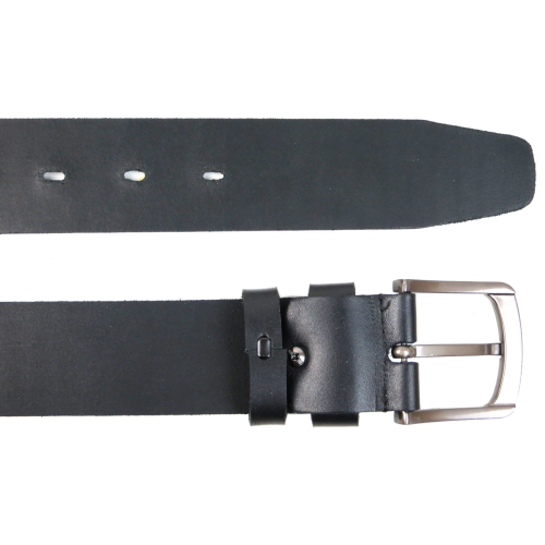 Широкий мужской кожаный ремень под джинсы Skipper Черный (1661-45)