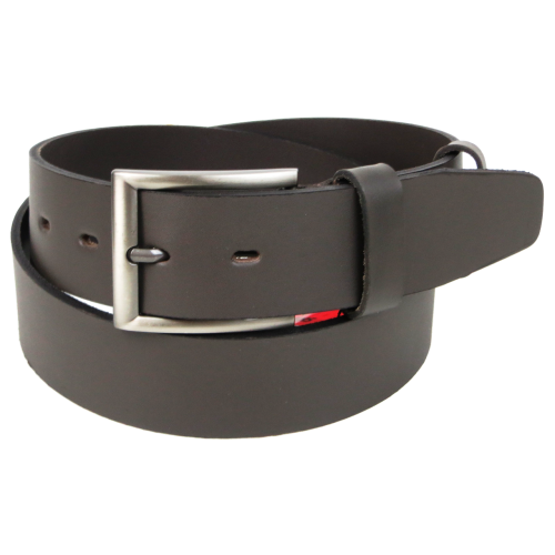 Широкий мужской кожаный ремень под джинсы Skipper Темно-коричневый