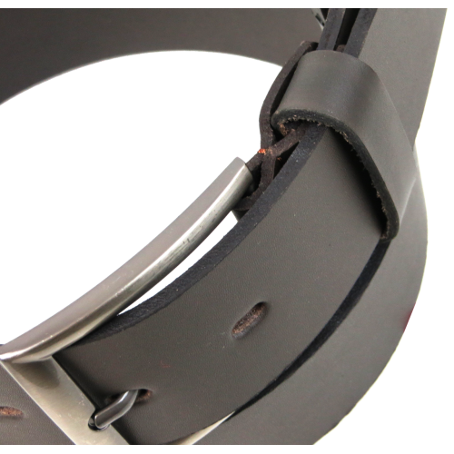 Широкий мужской кожаный ремень под джинсы Skipper Темно-коричневый