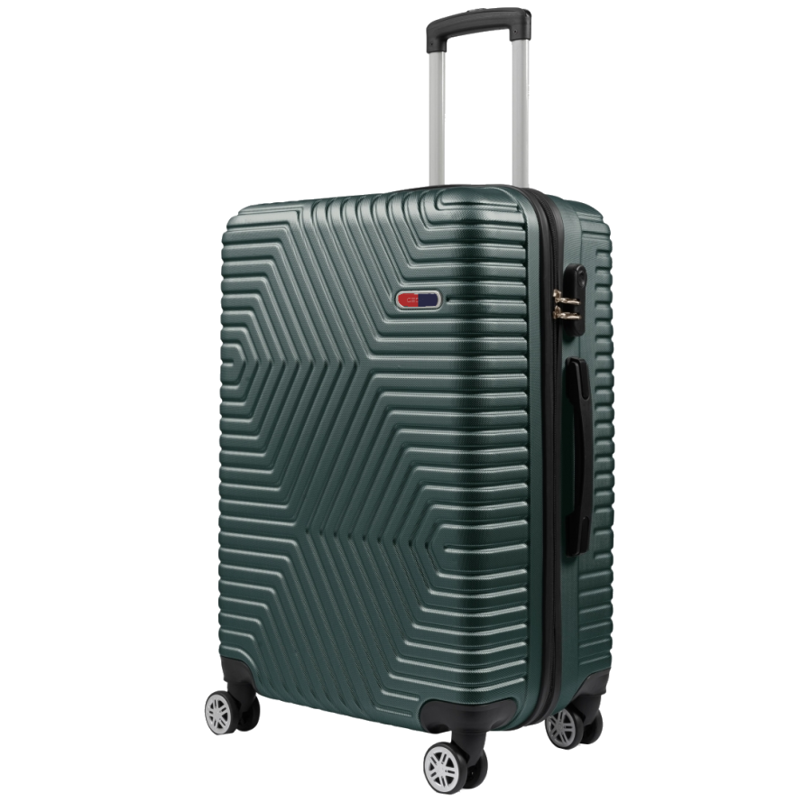 Большой пластиковый чемодан на колесах 115L GD Polo изумрудный