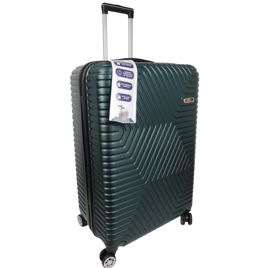 Большой пластиковый чемодан на колесах 115L GD Polo изумрудный