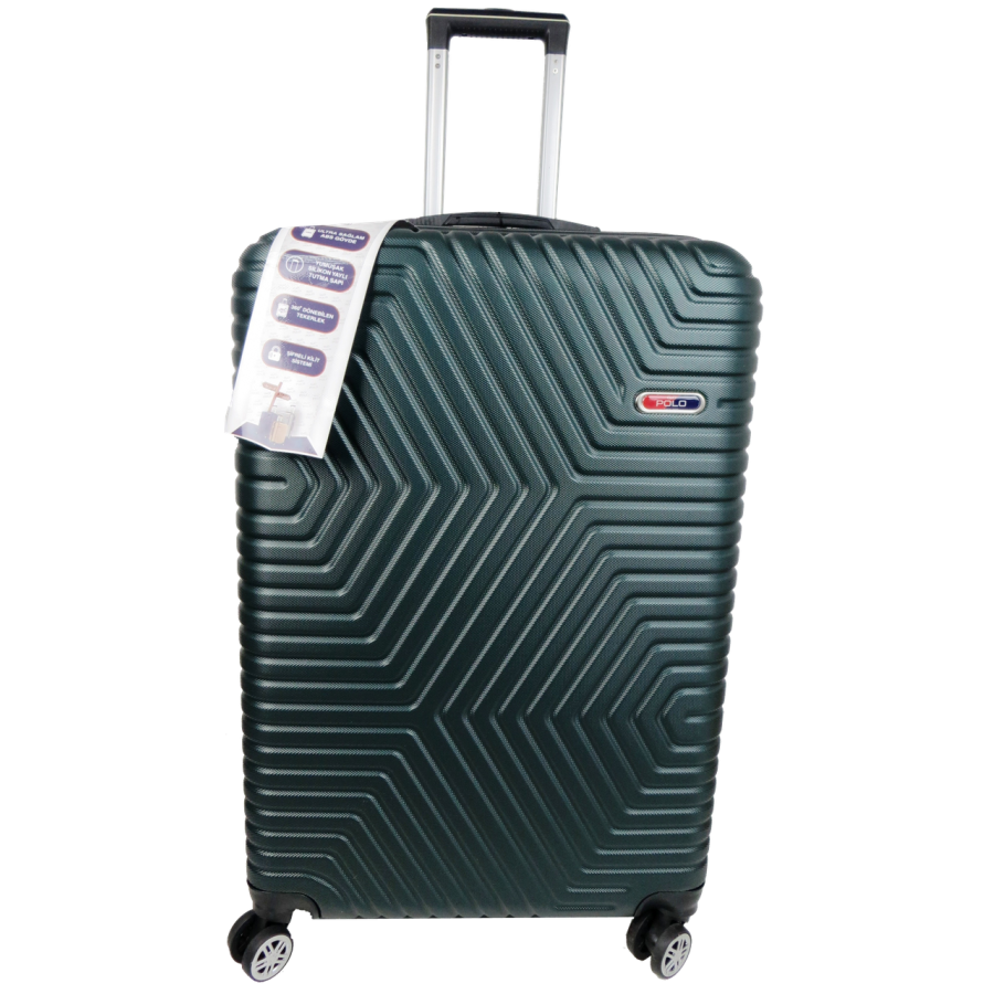 Большой пластиковый чемодан на колесах 115L GD Polo изумрудный