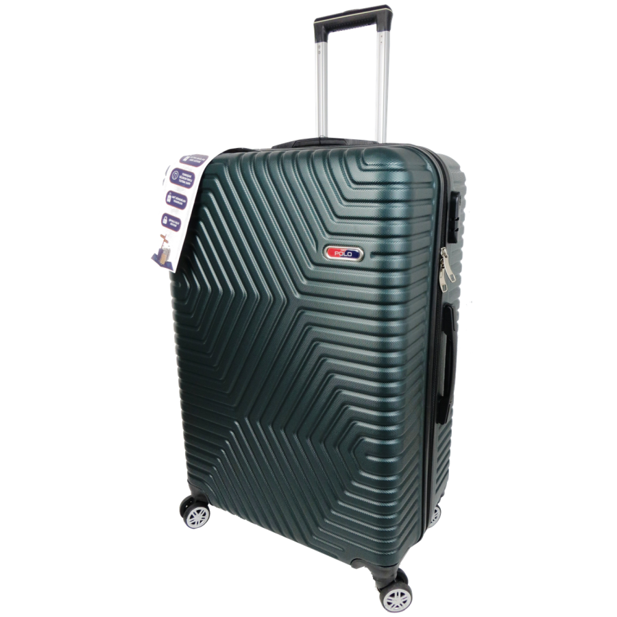 Большой пластиковый чемодан на колесах 115L GD Polo изумрудный