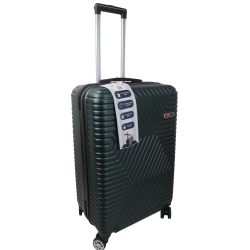 Пластиковый чемодан на колесах средний размер 70L GD Polo изумрудный