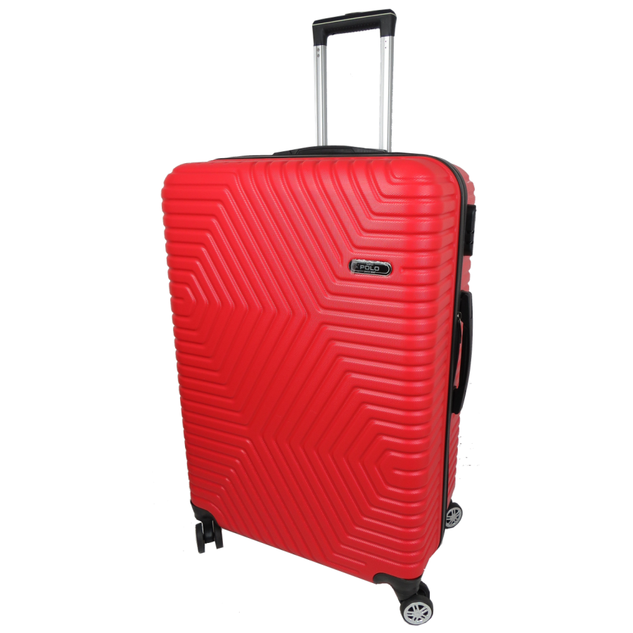 Большой пластиковый чемодан на колесах 115L GD Polo красный