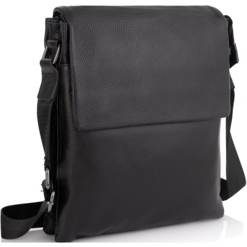Кожаный мужской мессенджер Tiding Bag  Черный