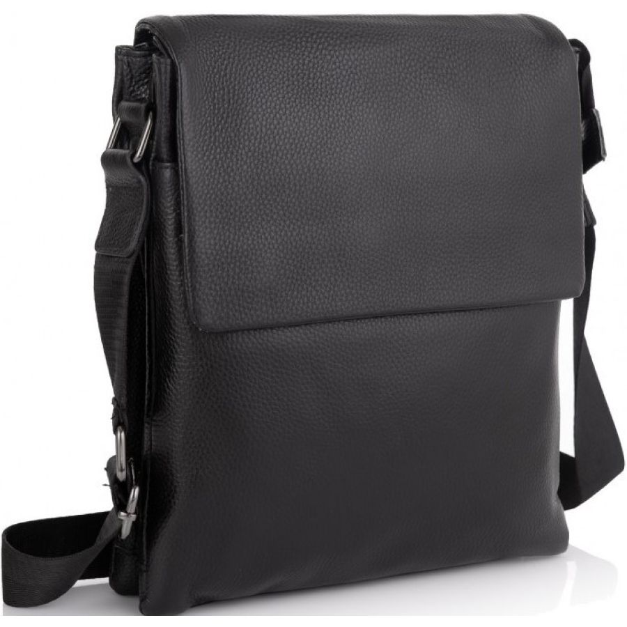 Кожаный мужской мессенджер Tiding Bag  Черный