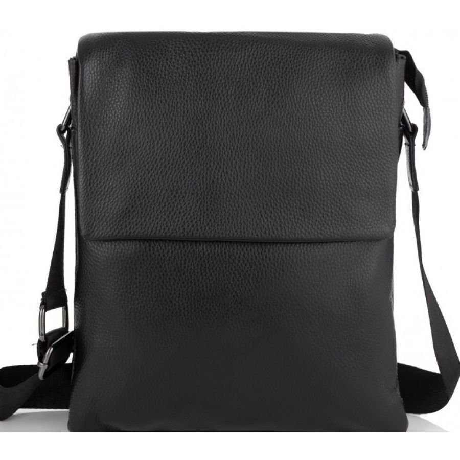 Кожаный мужской мессенджер Tiding Bag  Черный