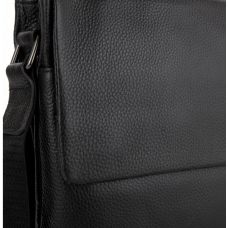 Кожаный мужской мессенджер Tiding Bag  Черный