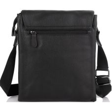 Кожаный мужской мессенджер Tiding Bag  Черный