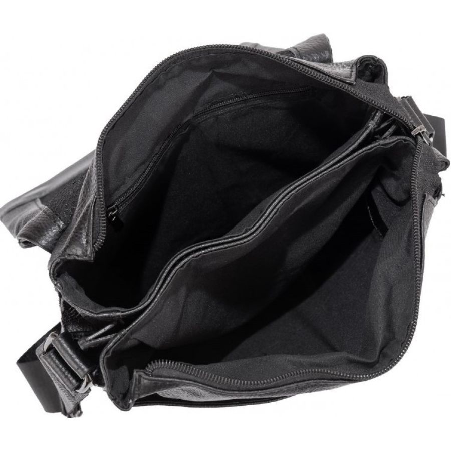 Кожаный мужской мессенджер Tiding Bag  Черный