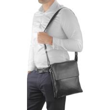Кожаный мужской мессенджер Tiding Bag  Черный