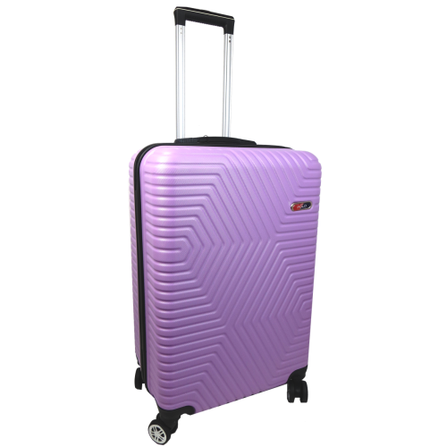 Пластиковый чемодан на колесах средний размер 70L GD Polo сиреневый