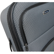 Тканевый большой чемодан 100L Gedoх GD Polo серебристый в клетку