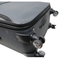 Тканевый большой чемодан 100L Gedoх GD Polo серебристый в клетку