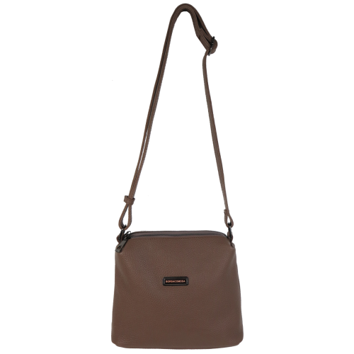 Женская наплечная кожаная сумка Borsacomoda Бежевая