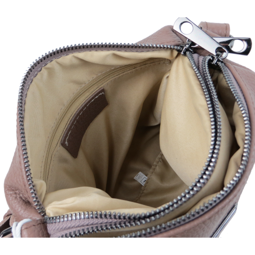 Женская наплечная кожаная сумка Borsacomoda Бежевая