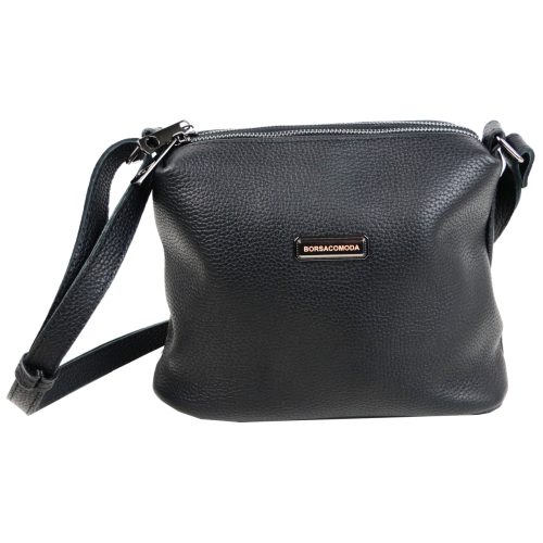 Женская наплечная кожаная сумка Borsacomoda Черная