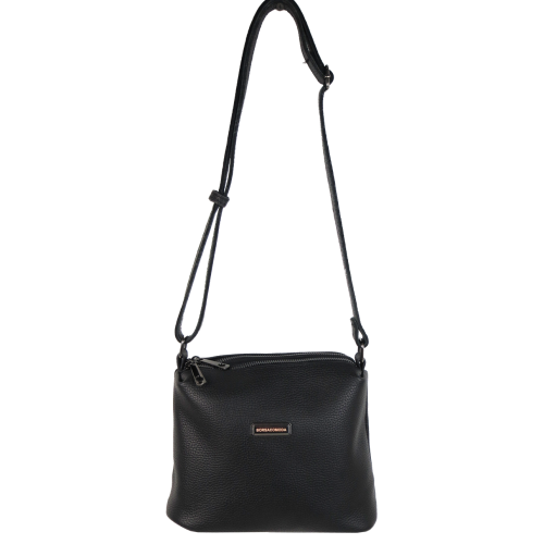 Женская наплечная кожаная сумка Borsacomoda Черная