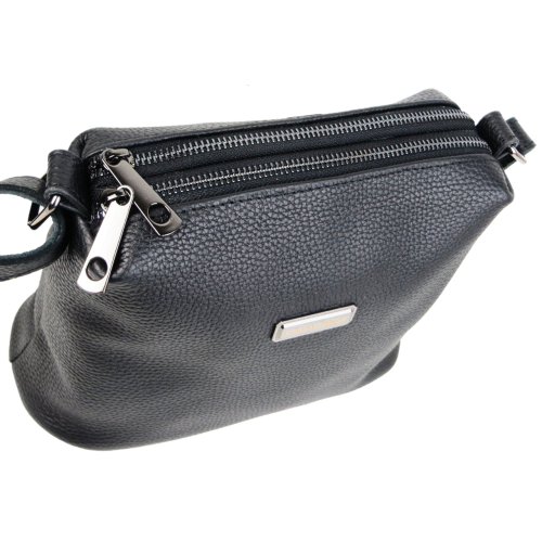 Женская наплечная кожаная сумка Borsacomoda Черная